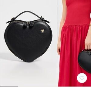 Stoney Clover Lane Black Leather Heart-Shaped Crossbody Bag
